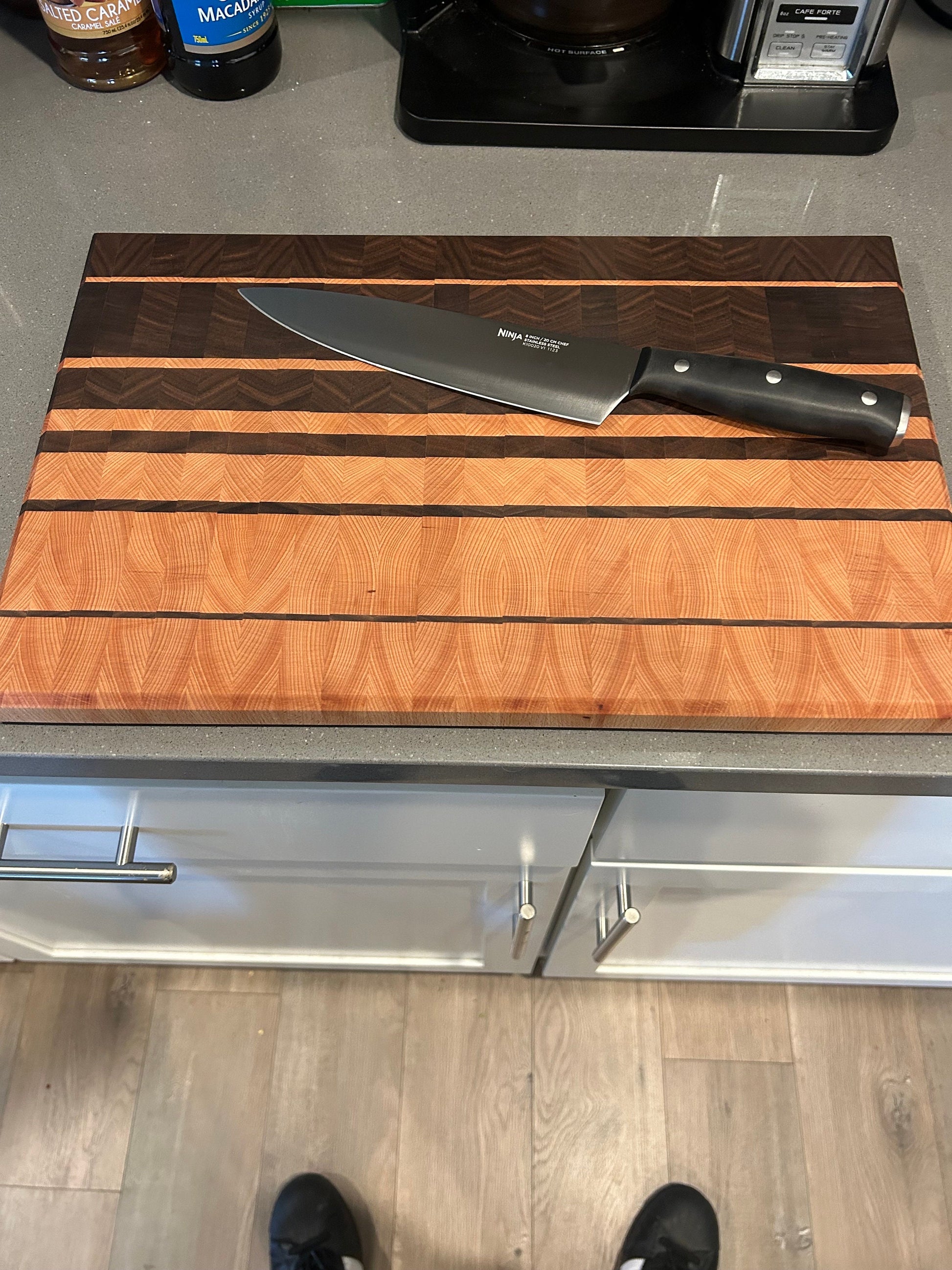 Large Black Walnut and Eastern White Maple End Grain Cutting Board