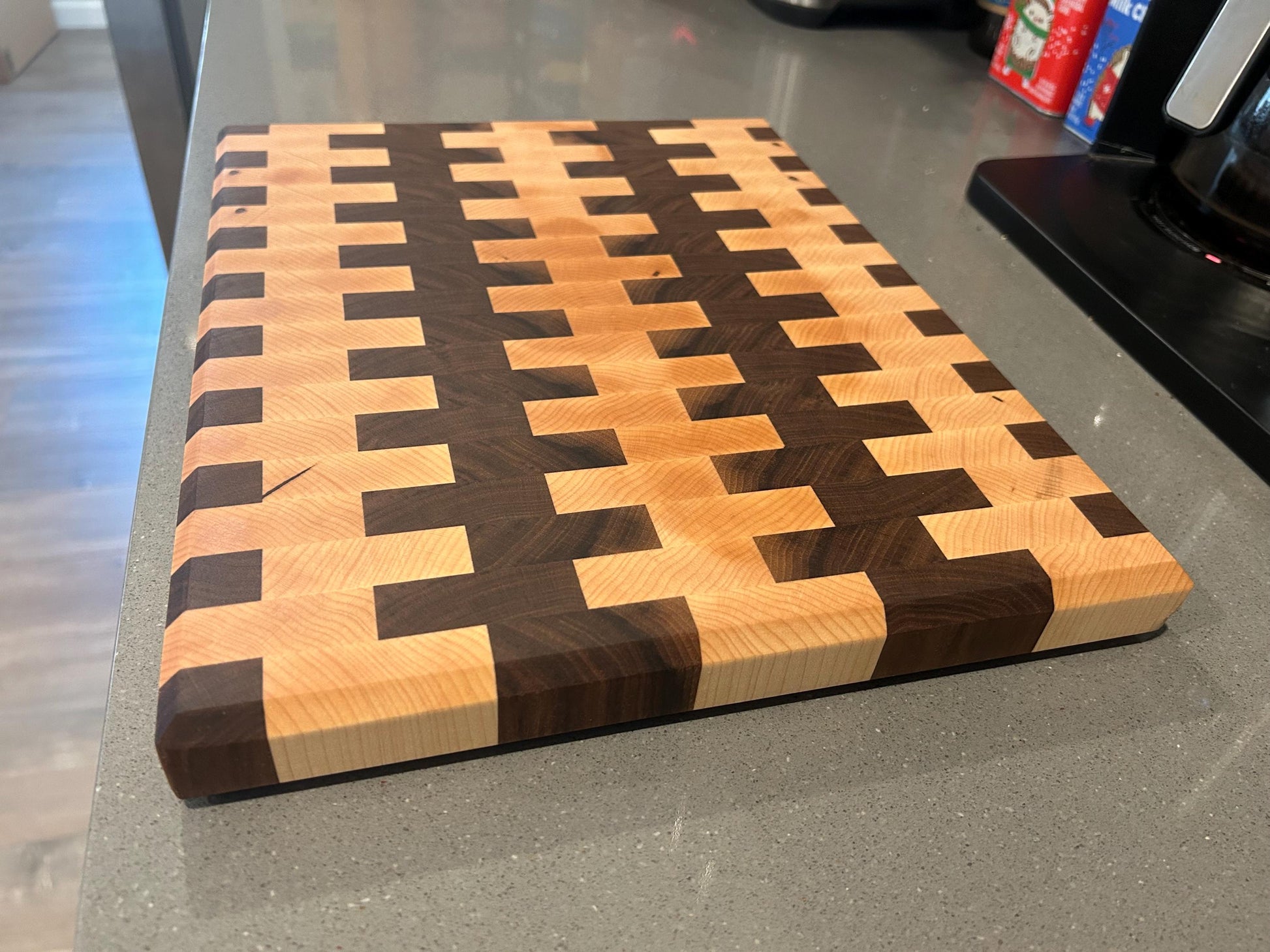 Beautiful Eastern Maple and Black Walnut End Grain Cutting Board