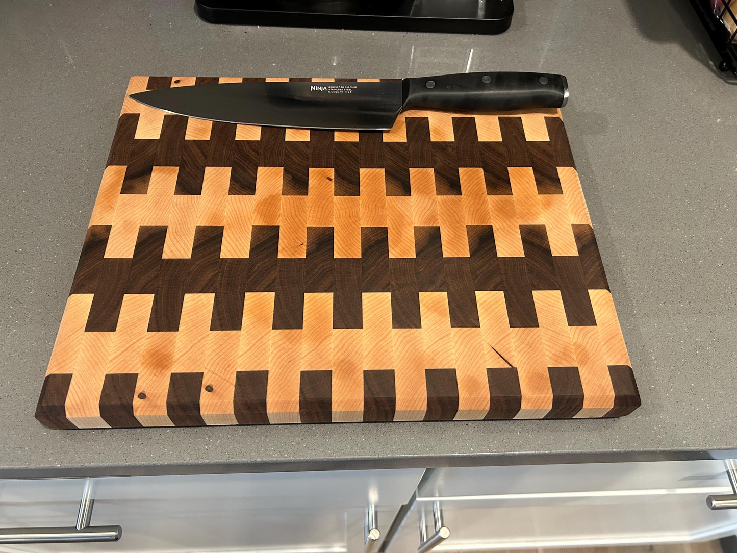 Beautiful Eastern Maple and Black Walnut End Grain Cutting Board