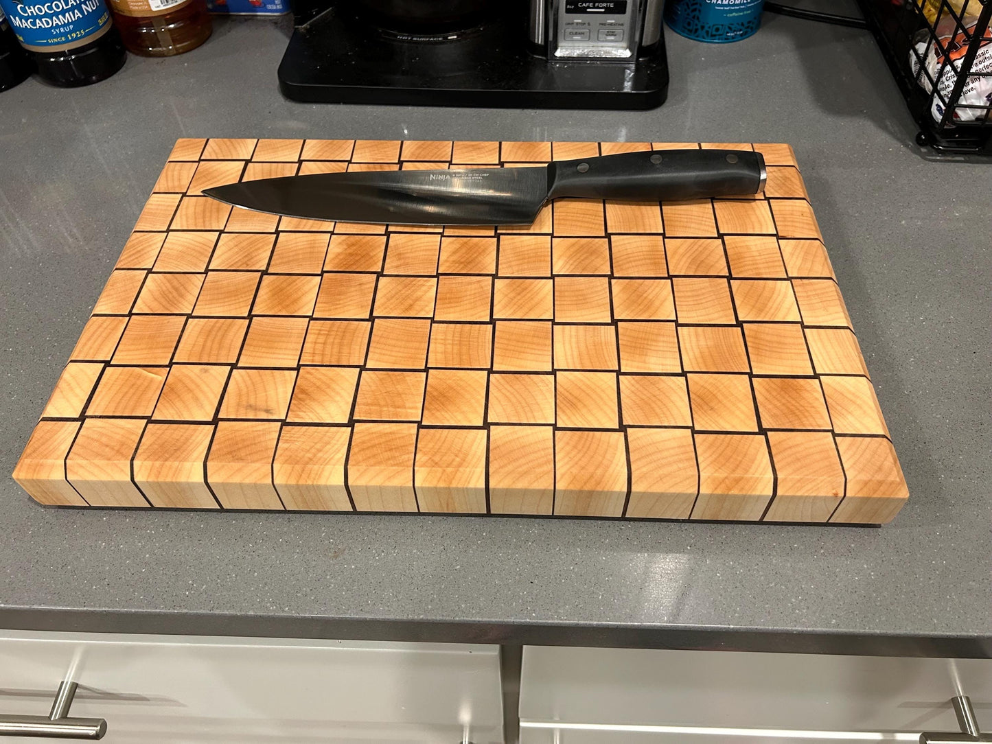 Basketweave Pattern Maple and Walnut End Grain Cutting Board