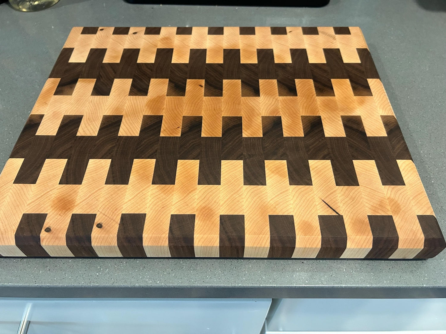 Beautiful Eastern Maple and Black Walnut End Grain Cutting Board