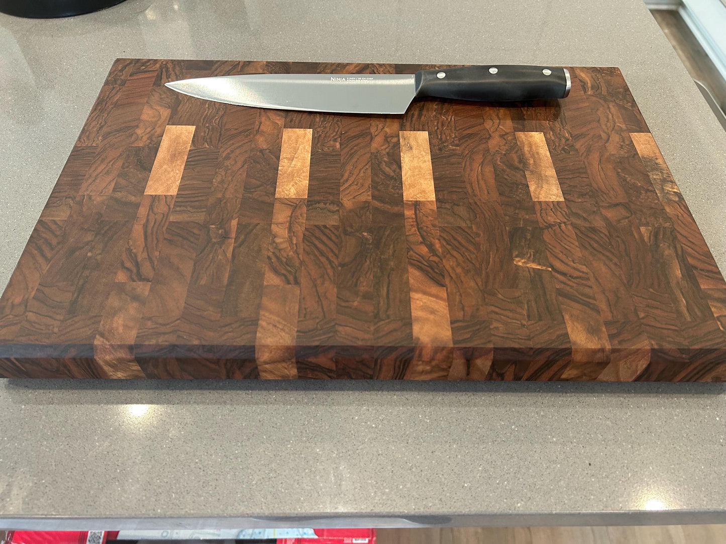 Beautiful Large End Grain Cutting Board Made of Orchard Walnut