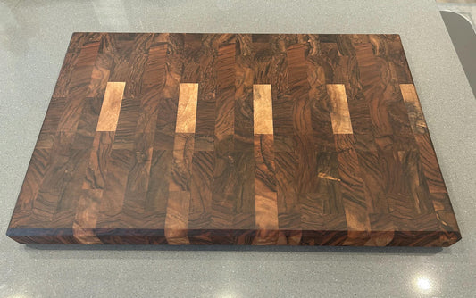 Beautiful Large End Grain Cutting Board Made of Orchard Walnut