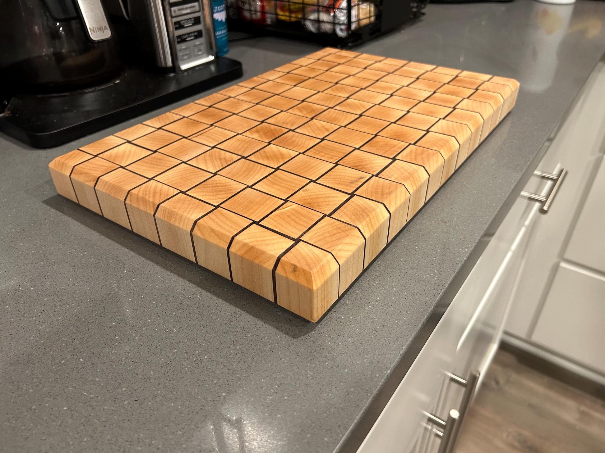 Basketweave Pattern Maple and Walnut End Grain Cutting Board