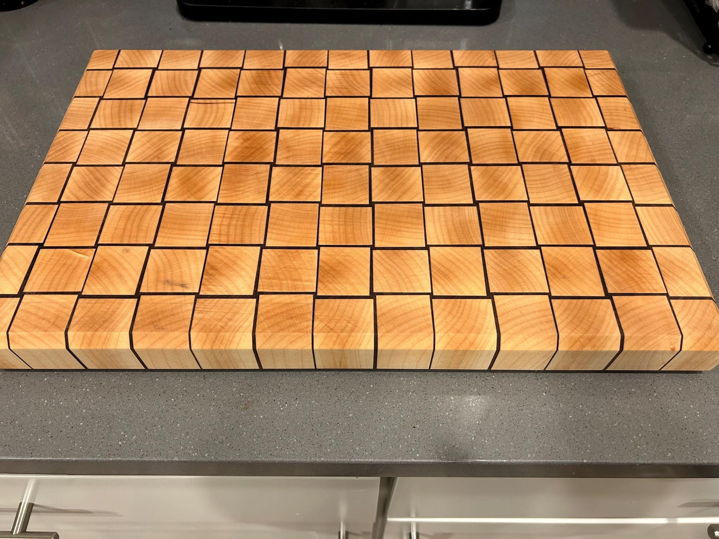 Basketweave Pattern Maple and Walnut End Grain Cutting Board