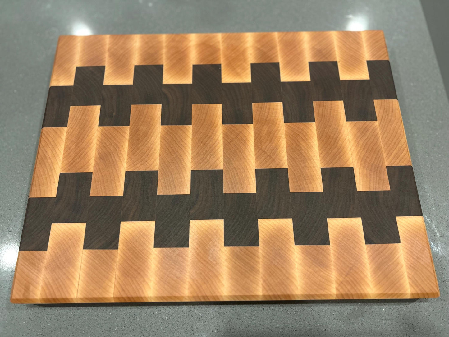 Beautiful Ladder Pattern Maple and Walnut End Grain Cutting Board