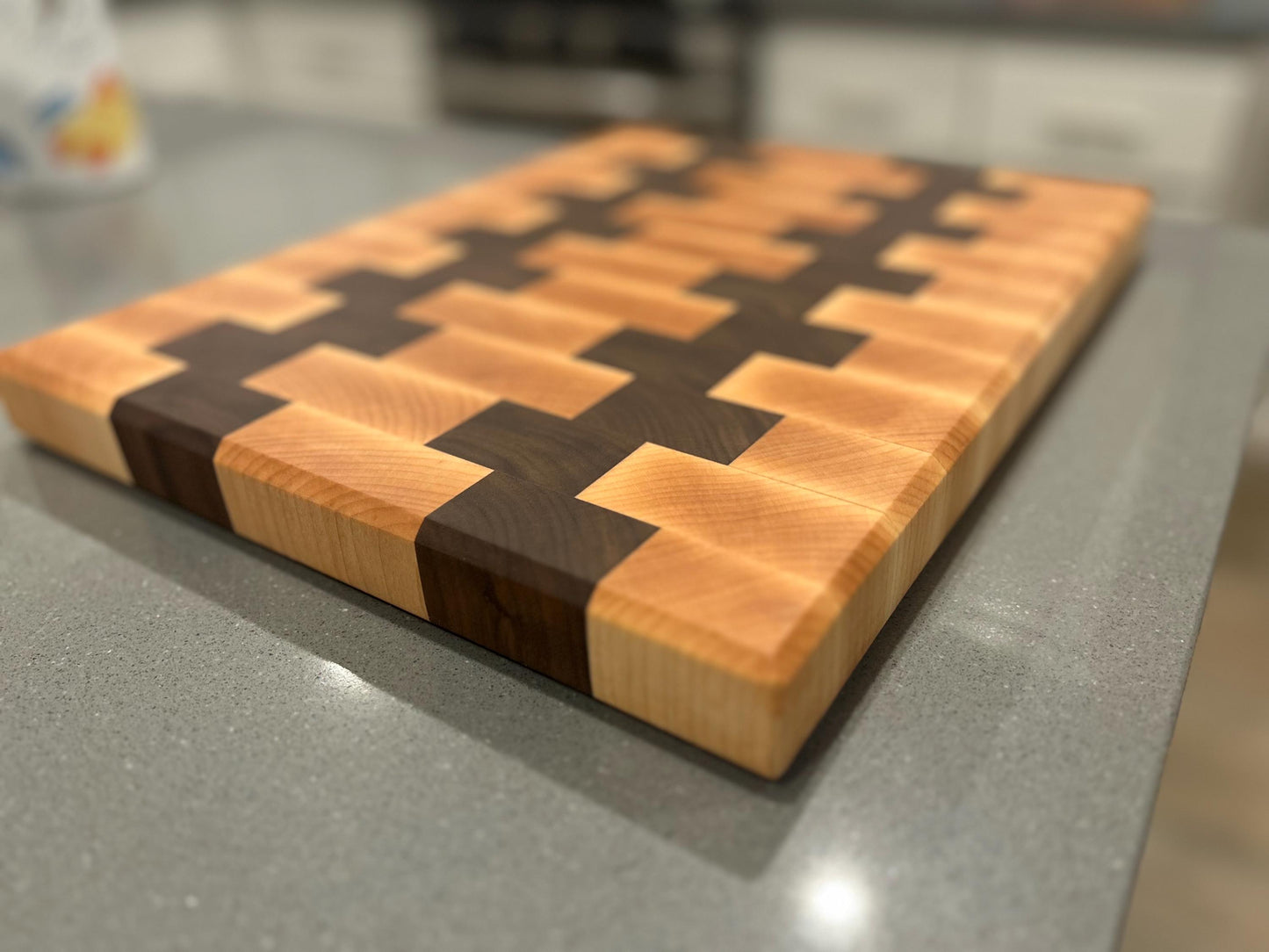 Beautiful Ladder Pattern Maple and Walnut End Grain Cutting Board