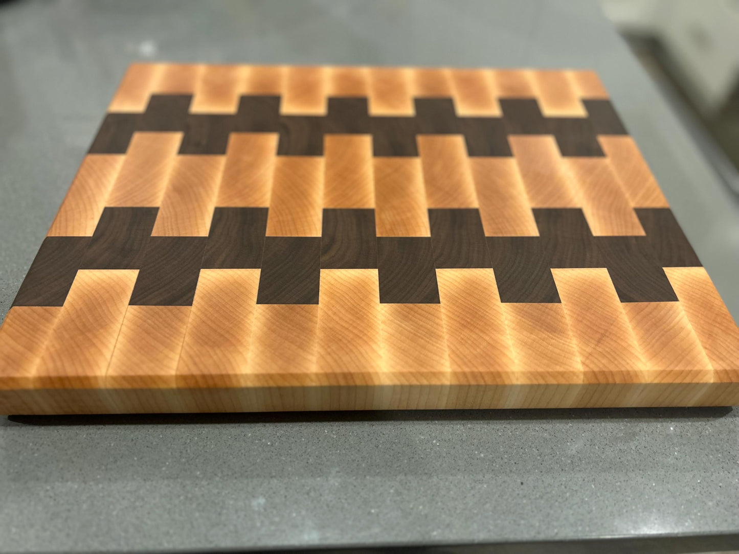 Beautiful Ladder Pattern Maple and Walnut End Grain Cutting Board